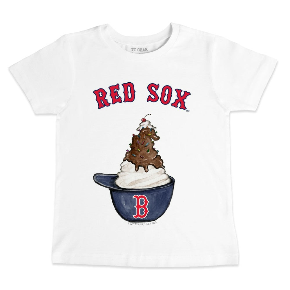 Boston Red Sox Tiny Turnip Youth Sundae Helmet T-Shirt White