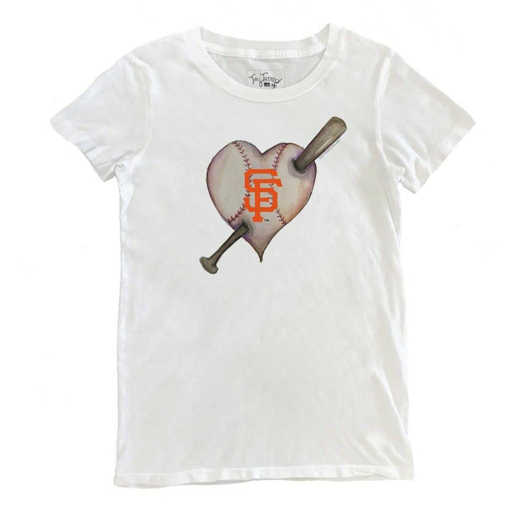 San Francisco Giants Tiny Turnip Women's Heart Bat T-Shirt White