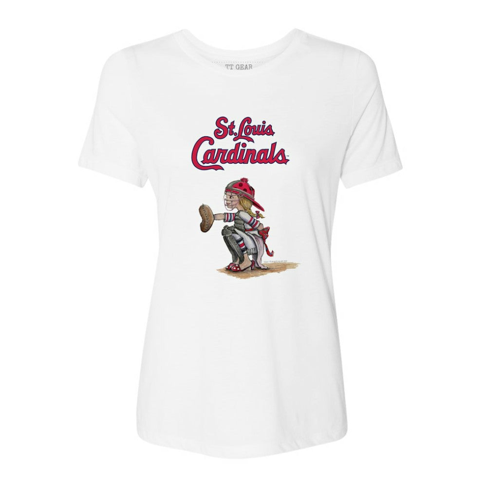 St. Louis Cardinals Tiny Turnip Women's Kate the Catcher T-Shirt White