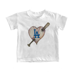 Los Angeles Dodgers Tiny Turnip Youth Heart Bat T-Shirt White