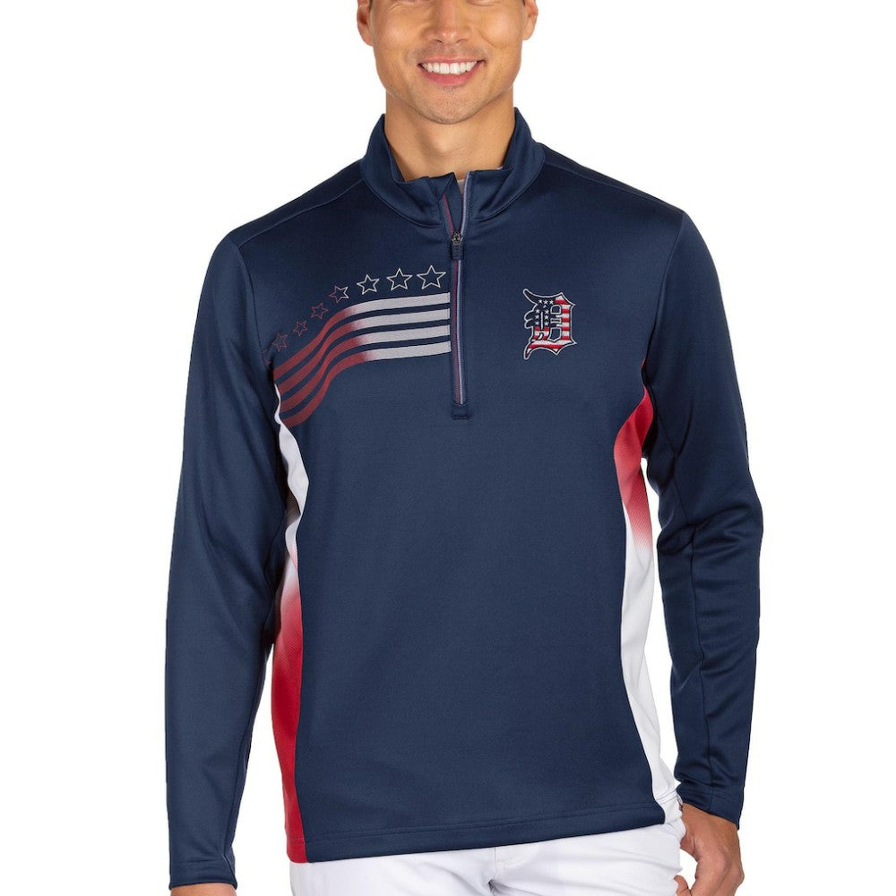 Detroit Tigers Antigua Liberty Quarter-Zip Pullover Jacket Navy