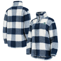 Seattle Kraken G-III 4Her by Carl Banks Women's Plaid Sherpa Quarter-Zip Jacket Deep Sea Blue/White