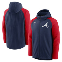 Atlanta Braves Authentic Collection Performance Raglan Full-Zip Hoodie Navy/Red | Nike