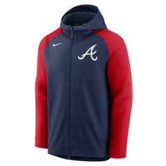 Atlanta Braves Authentic Collection Performance Raglan Full-Zip Hoodie Navy/Red | Nike