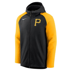 Pittsburgh Pirates Authentic Collection Performance Raglan Full-Zip Hoodie Black/Gold | Nike