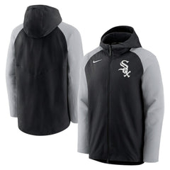 Chicago White Sox Authentic Collection Performance Raglan Full-Zip Hoodie Black/Gray | Nike