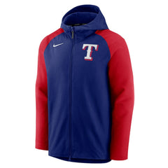 Texas Rangers Authentic Collection Performance Raglan Full-Zip Hoodie Royal/Red | Nike