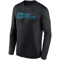 Miami Marlins Authentic Collection Performance Long Sleeve T-Shirt Black | Nike