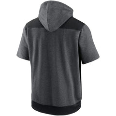 Chicago Cubs Authentic Collection Dry Flux Performance Quarter-Zip Short Sleeve Hoodie Heathered Charcoal/Black | Nike