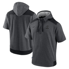 Minnesota Twins Authentic Collection Dry Flux Performance Quarter-Zip Short Sleeve Hoodie Heathered Charcoal/Black | Nike