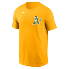 Athletics Cooperstown Collection Wordmark T-Shirt Gold | Nike