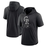 Colorado Rockies Lockup Performance Short Sleeve Lightweight Hooded Top Black | Nike