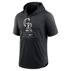 Colorado Rockies Lockup Performance Short Sleeve Lightweight Hooded Top Black | Nike
