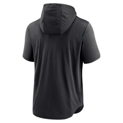 Colorado Rockies Lockup Performance Short Sleeve Lightweight Hooded Top Black | Nike