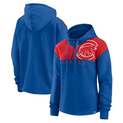 Chicago Cubs Women's Iconic Overslide Color-Block Quarter-Zip Hoodie Royal