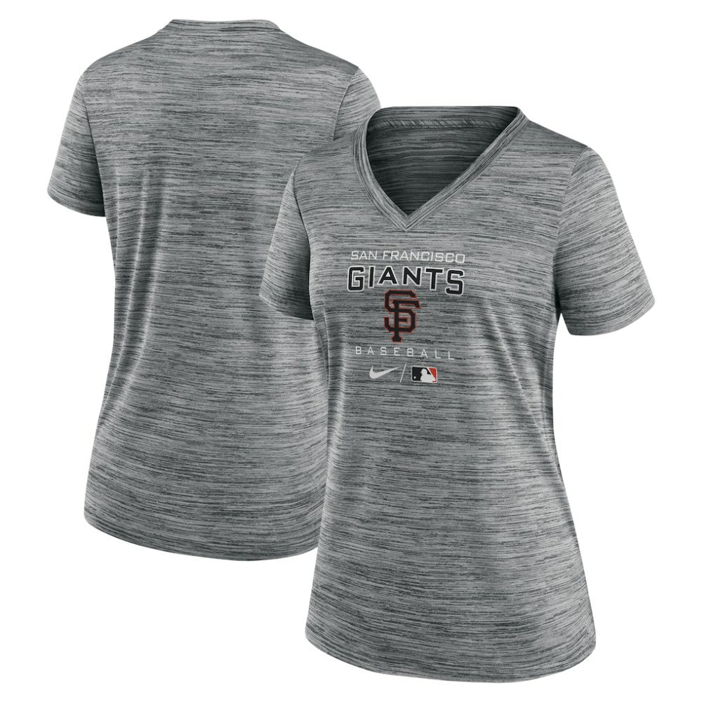 San Francisco Giants Women's Authentic Collection Velocity Performance V-Neck T-Shirt Anthracite | Nike