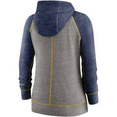 Milwaukee Brewers Women's Split Wordmark Gym Vintage Raglan Lightweight Full-Zip Hoodie Heather Charcoal/Heather Navy | Nike