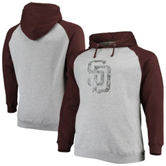San Diego Padres Big & Tall Raglan Pullover Hoodie Heathered Gray/Brown
