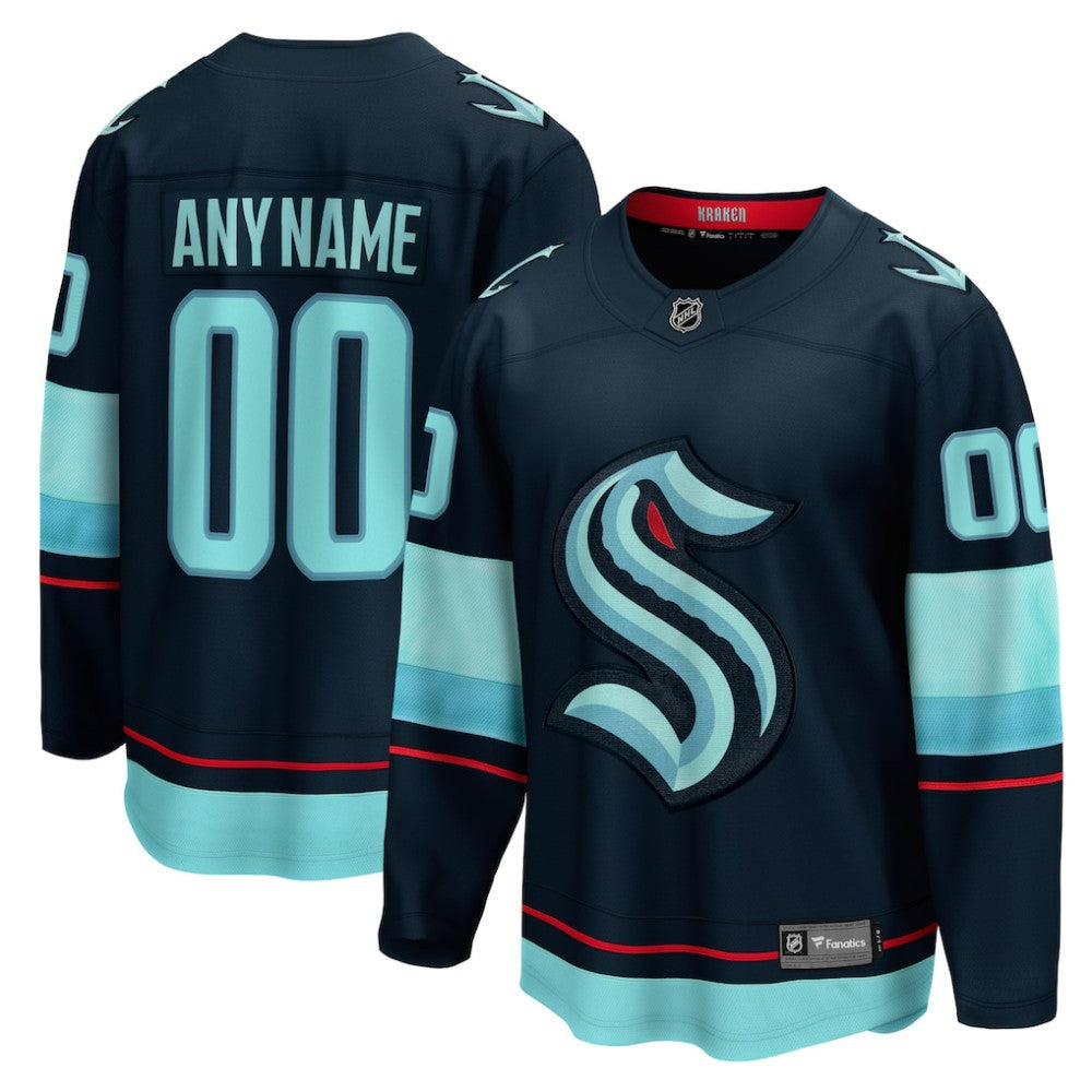 Seattle Kraken Fanatics Home Breakaway Custom Jersey Deep Sea Blue