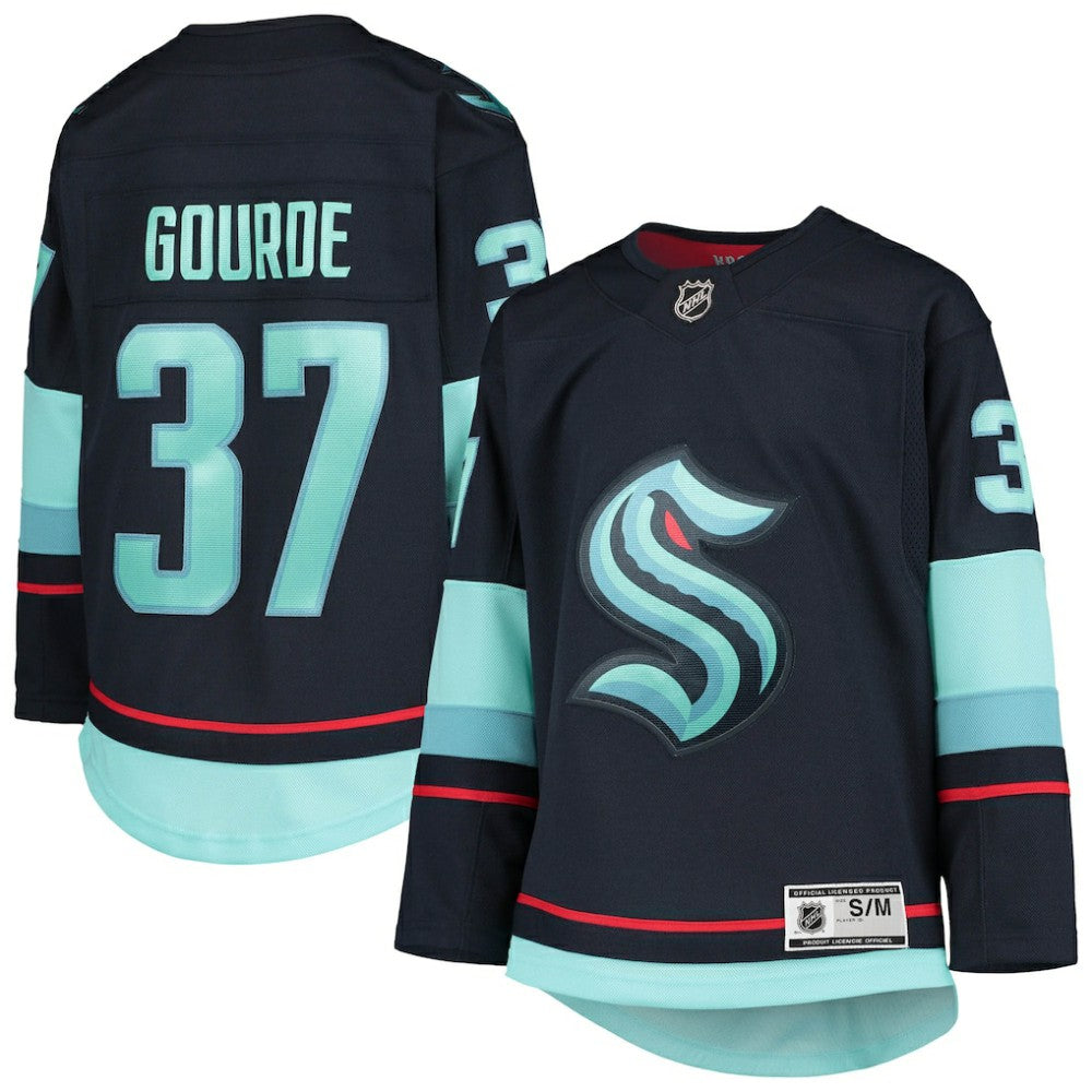Yanni Gourde Seattle Kraken Youth Home Premier Player Jersey Deep Sea Blue