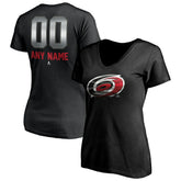 Carolina Hurricanes Women's Personalized Midnight Mascot Logo V-Neck T-Shirt Black
