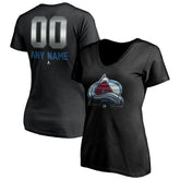 Colorado Avalanche Women's Personalized Midnight Mascot Logo V-Neck T-Shirt Black