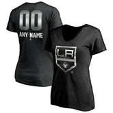 Los Angeles Kings Women's Personalized Midnight Mascot Logo V-Neck T-Shirt Black