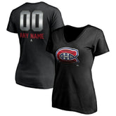 Montreal Canadiens Women's Personalized Midnight Mascot Logo V-Neck T-Shirt Black