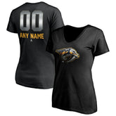 Nashville Predators Women's Personalized Midnight Mascot Logo V-Neck T-Shirt Black