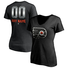 Philadelphia Flyers Women's Personalized Midnight Mascot Logo V-Neck T-Shirt Black