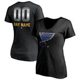 St. Louis Blues Women's Personalized Midnight Mascot Logo V-Neck T-Shirt Black