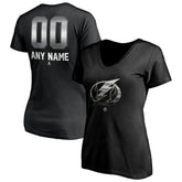 Tampa Bay Lightning Women's Personalized Midnight Mascot Logo V-Neck T-Shirt Black