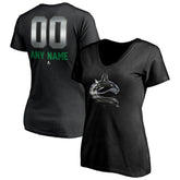 Vancouver Canucks Women's Personalized Midnight Mascot Logo V-Neck T-Shirt Black