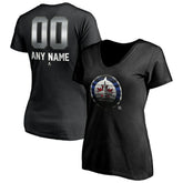 Winnipeg Jets Women's Personalized Midnight Mascot Logo V-Neck T-Shirt Black