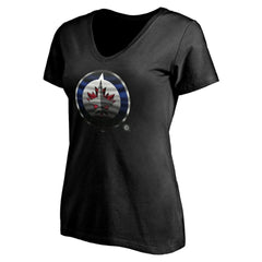 Winnipeg Jets Women's Personalized Midnight Mascot Logo V-Neck T-Shirt Black