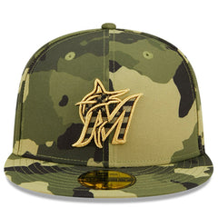 Miami Marlins 2022 Armed Forces Day On-Field 59FIFTY Fitted Hat Camo | New Era