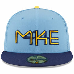 Milwaukee Brewers 2022 City Connect 59FIFTY Fitted Hat Powder Blue | New Era
