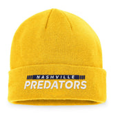 Nashville Predators Fanatics Authentic Pro Rink Cuffed Knit Hat Gold