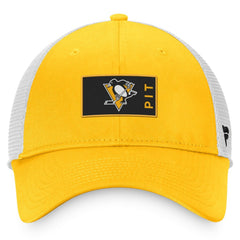 Pittsburgh Penguins Fanatics Authentic Pro Rink Trucker Snapback Hat Gold/White