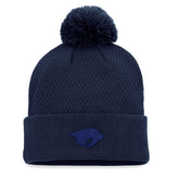 Nashville Predators Fanatics Women's Authentic Pro Road Cuffed Knit Hat with Pom Navy