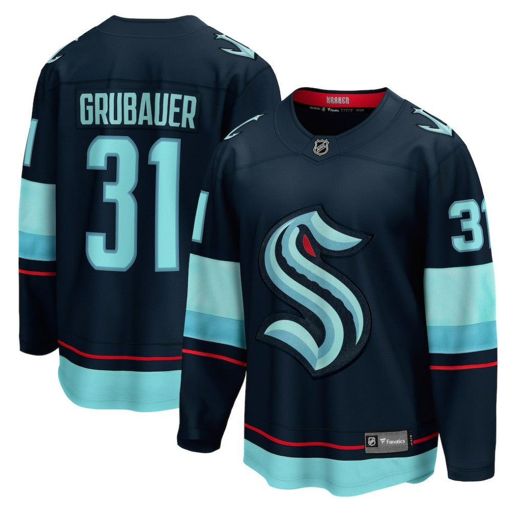Philipp Grubauer Seattle Kraken Fanatics Home Breakaway Player Jersey Navy