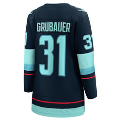 Philipp Grubauer Seattle Kraken Fanatics Women's Home Breakaway Player Jersey Navy