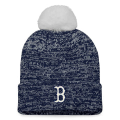 Boston Red Sox Women's Iconic Cuffed Knit Hat with Pom Navy/White