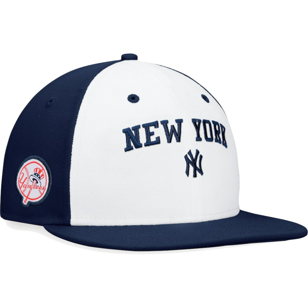 New York Yankees Iconic Color Blocked Fitted Hat White/Navy