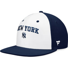 New York Yankees Iconic Color Blocked Fitted Hat White/Navy