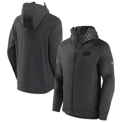 Philadelphia Flyers Fanatics Authentic Pro Road Tech Lightweight Full-Zip Hoodie Jacket Charcoal