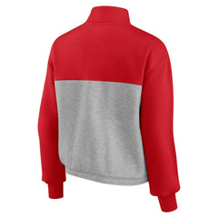 St. Louis Cardinals Women's Iconic Cinch Waist Quarter-Zip Top Red/Heather Gray