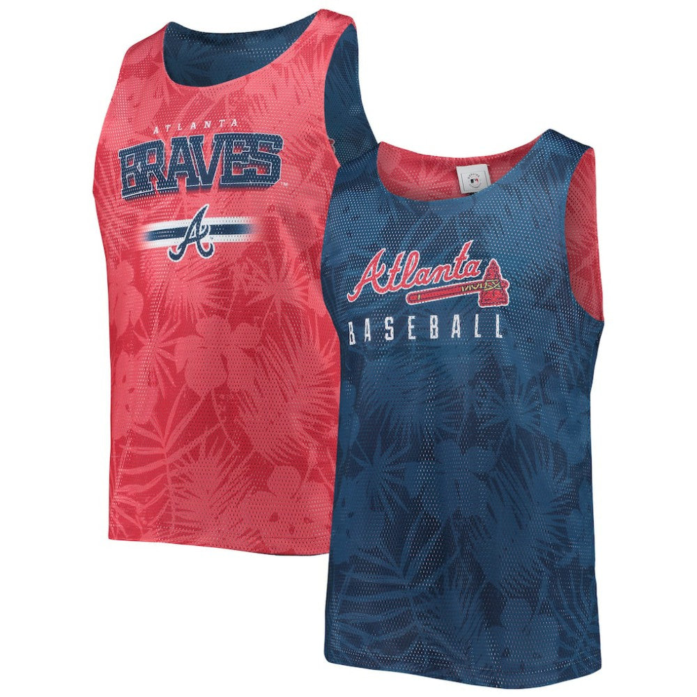Atlanta Braves FOCO Floral Reversible Mesh Tank Top Navy