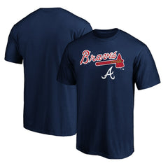 Atlanta Braves Team Lockup Logo T-Shirt Navy