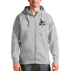Colorado Avalanche Antigua Logo Victory Full-Zip Hoodie Heathered Gray